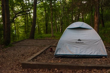 Camping tent in woods